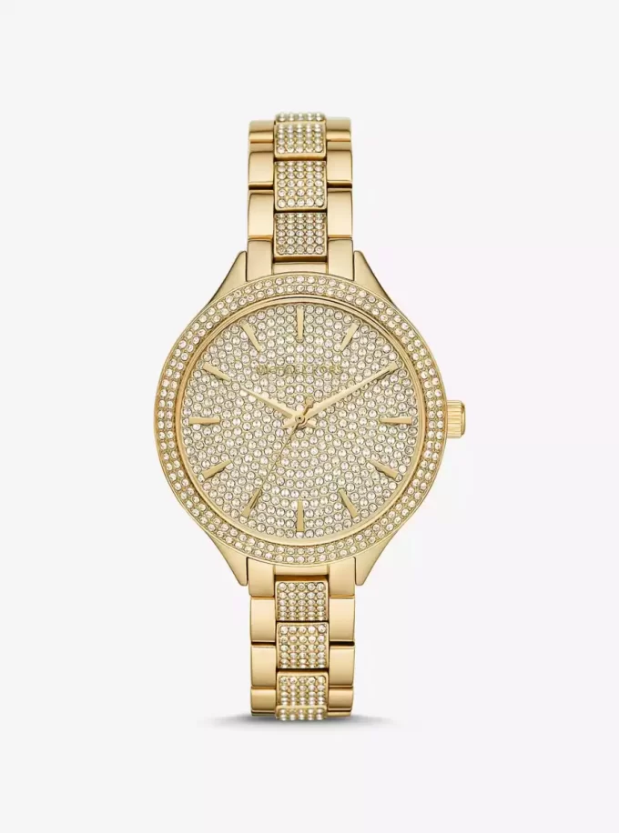 Reloj con pavé en tono dorado Reloj con pavé en tono dorado