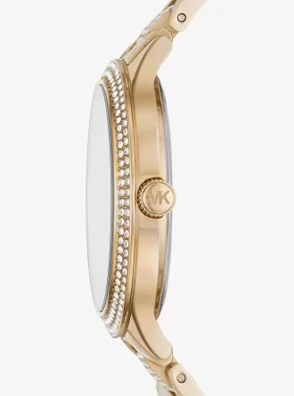 Reloj con pavé en tono dorado