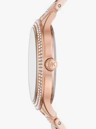 Reloj con pavé en tono oro rosa