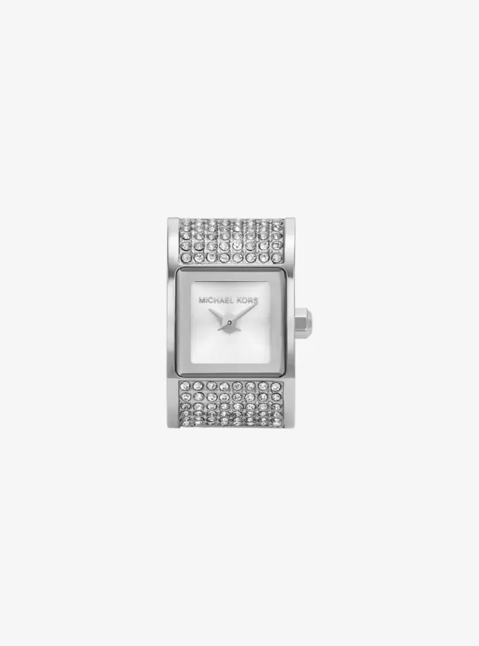 Reloj de anillo Darrington Pavé plateado