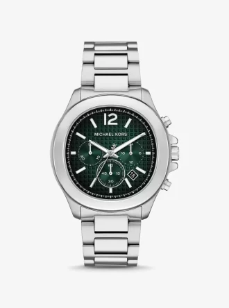 Reloj de gran tamaño en tono plateado salvia