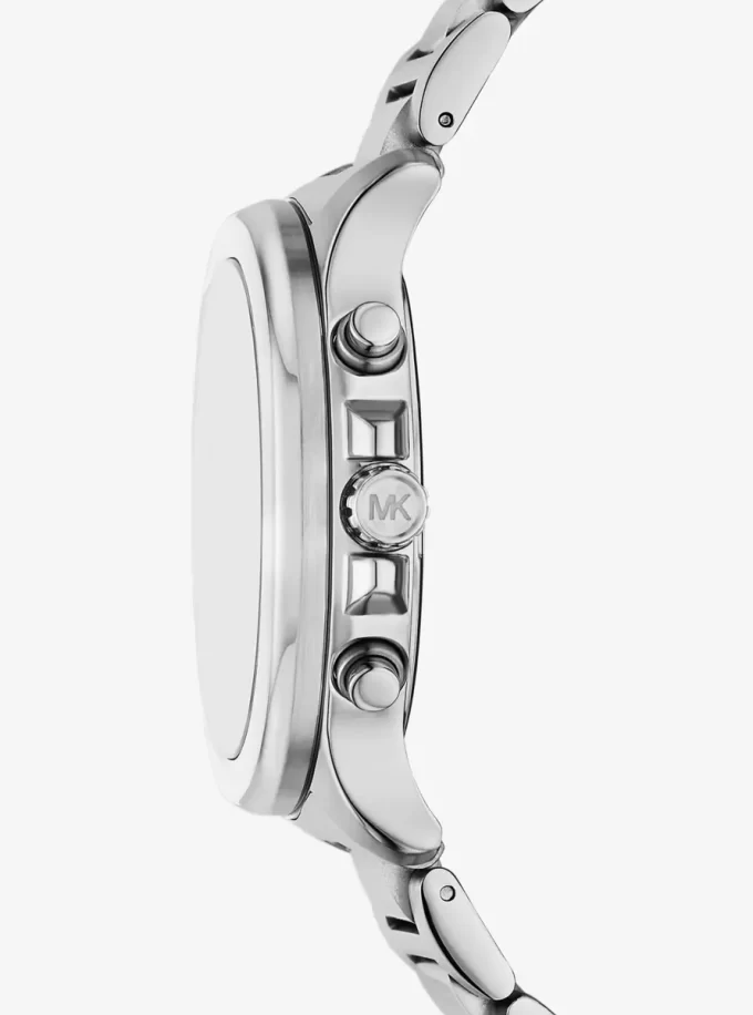 Reloj de gran tamaño en tono plateado salvia