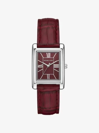 Reloj Essex de piel plateada con relieve de cocodrilo