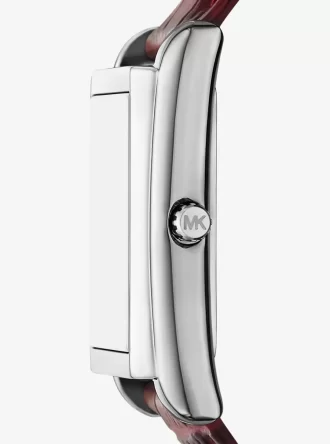 Reloj Essex de piel plateada con relieve de cocodrilo