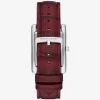 Reloj Essex de piel plateada con relieve de cocodrilo