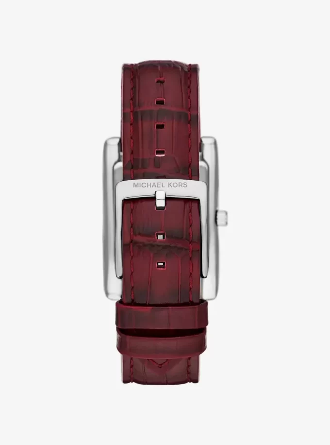 Reloj Essex de piel plateada con relieve de cocodrilo