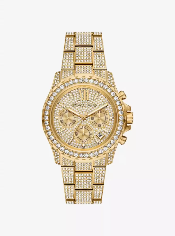 Reloj Everest Pavé Dorado de Gran Tamaño Reloj Everest Pavé Dorado de Gran Tamaño