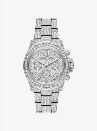 Reloj Everest Pavé extragrande en tono plateado