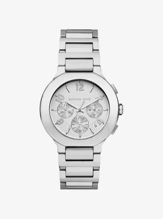 Reloj Gramercy plateado de gran tamaño