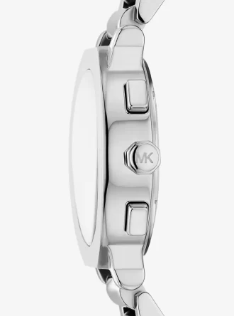 Reloj Gramercy plateado de gran tamaño
