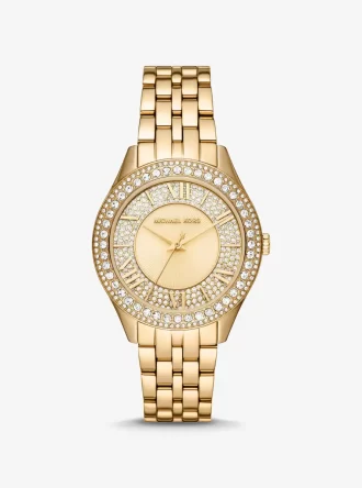 Reloj Harlowe Pavé en tono dorado
