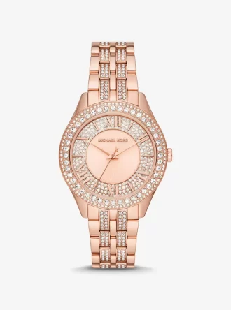Reloj Harlowe Pavé en tono oro rosa