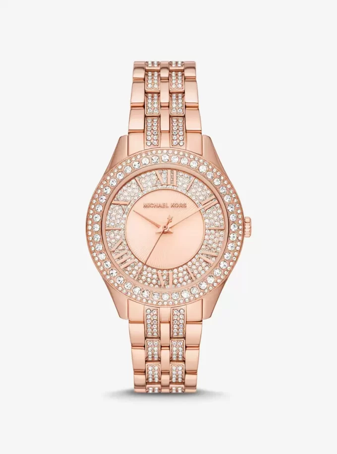 Reloj Harlowe Pavé en tono oro rosa