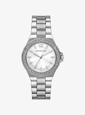 Reloj Lennox con pavé en tono plateado