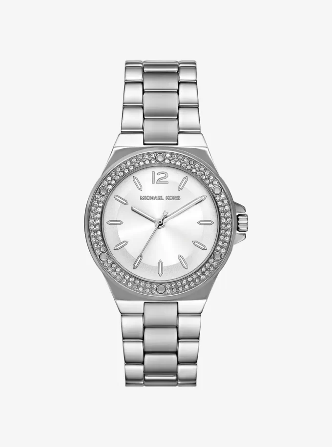 Reloj Lennox con pavé en tono plateado Reloj Lennox con pavé en tono plateado