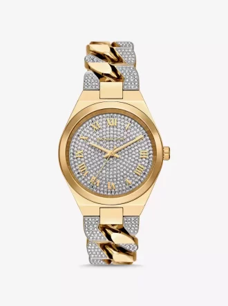 Reloj Lennox Pavé con eslabones en tono dorado