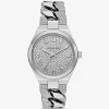 Reloj Lennox Pavé de eslabones curvos en tono plateado