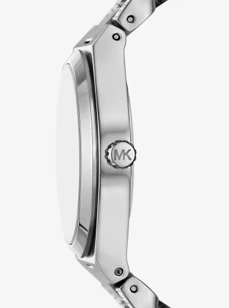 Reloj Lennox Pavé de eslabones curvos en tono plateado