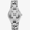 Reloj Lennox Pavé de eslabones curvos en tono plateado
