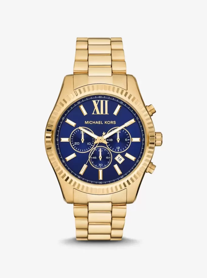 Reloj Lexington de gran tamaño en tono dorado