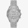 Reloj Lexington Pavé de gran tamaño en tono plateado