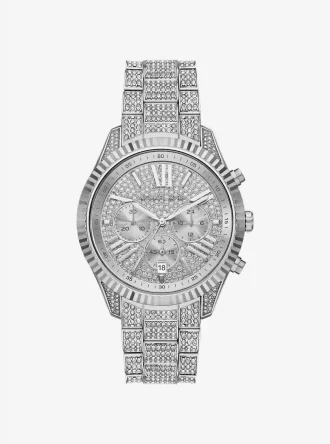 Reloj Lexington Pavé de gran tamaño en tono plateado