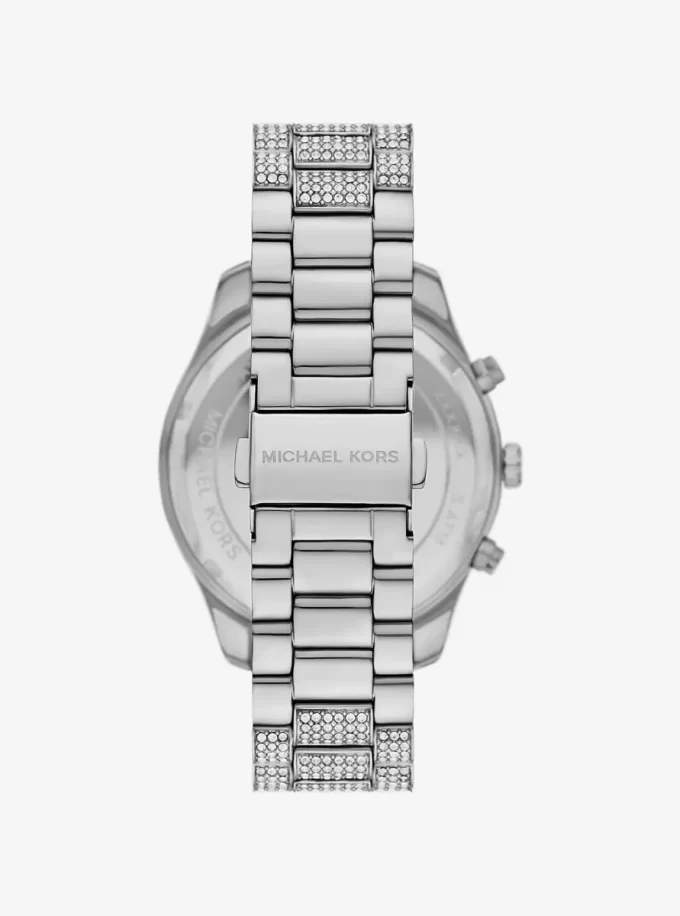 Reloj Lexington Pavé de gran tamaño en tono plateado