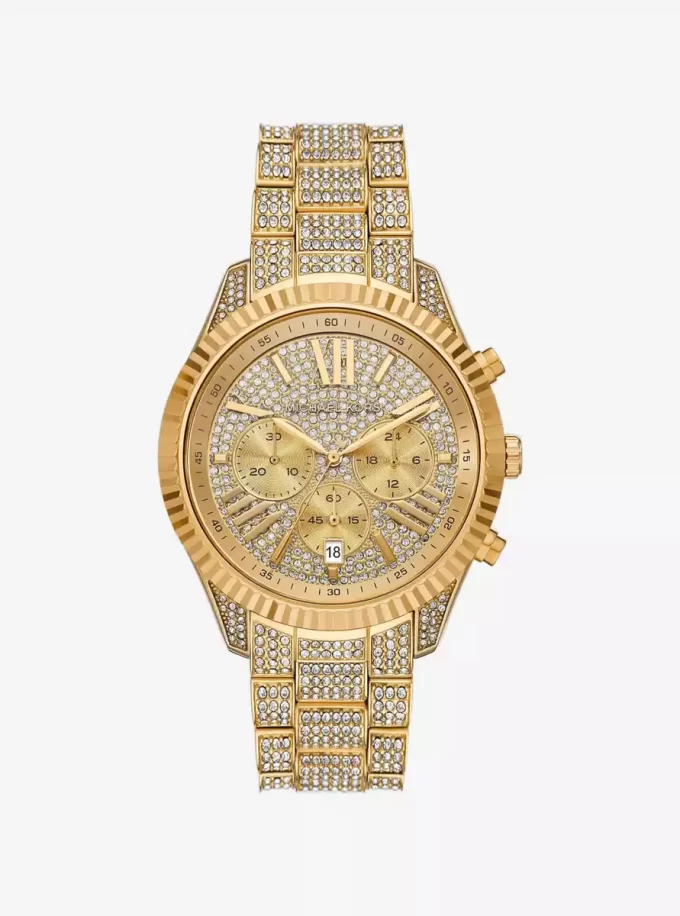Reloj Lexington Pavé extragrande en tono dorado Reloj Lexington Pavé extragrande en tono dorado