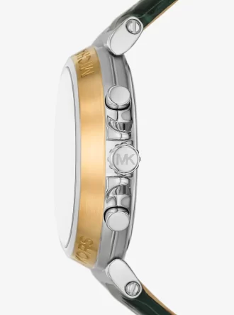 Reloj Maren de gran tamaño en tono plateado y piel con relieve de cocodrilo