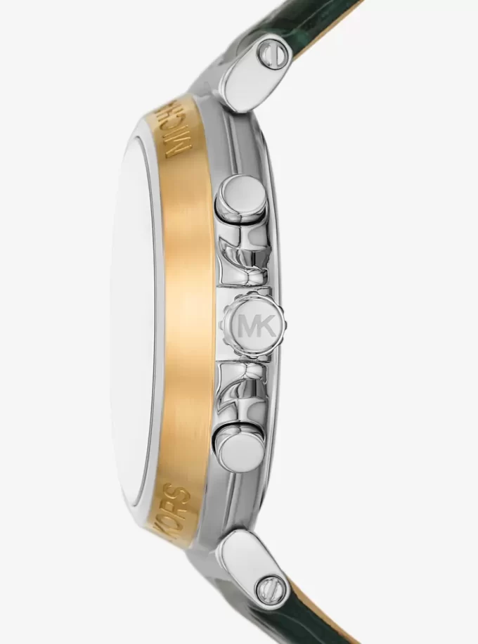 Reloj Maren de gran tamaño en tono plateado y piel con relieve de cocodrilo Reloj Maren de gran tamaño en tono plateado y piel con relieve de cocodrilo