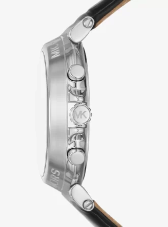 Reloj Maren de gran tamaño en tono plateado y piel con relieve de cocodrilo