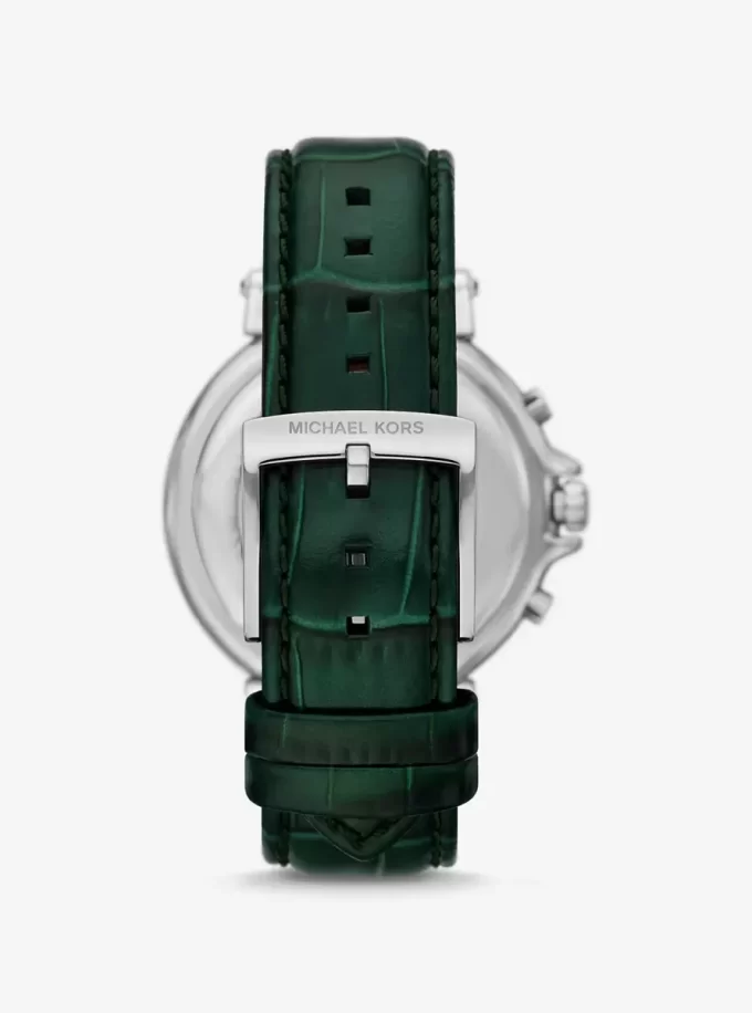 Reloj Maren de gran tamaño en tono plateado y piel con relieve de cocodrilo Reloj Maren de gran tamaño en tono plateado y piel con relieve de cocodrilo