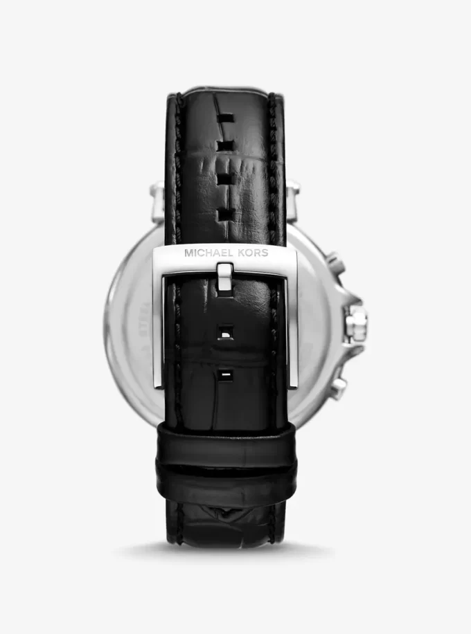 Reloj Maren de gran tamaño en tono plateado y piel con relieve de cocodrilo Reloj Maren de gran tamaño en tono plateado y piel con relieve de cocodrilo