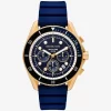 Reloj marítimo extragrande de silicona y tono dorado