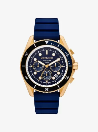 Reloj marítimo extragrande de silicona y tono dorado