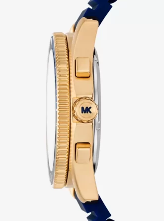 Reloj marítimo extragrande de silicona y tono dorado