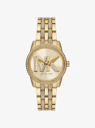 Reloj Mini Bryant con logotipo pavé en tono dorado