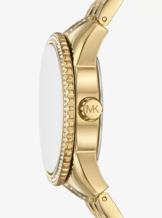 Reloj Mini Bryant con logotipo pavé en tono dorado