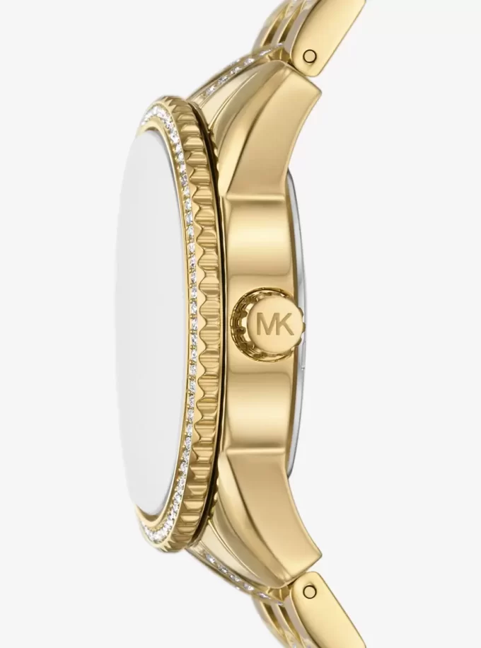 Reloj Mini Bryant con logotipo pavé en tono dorado