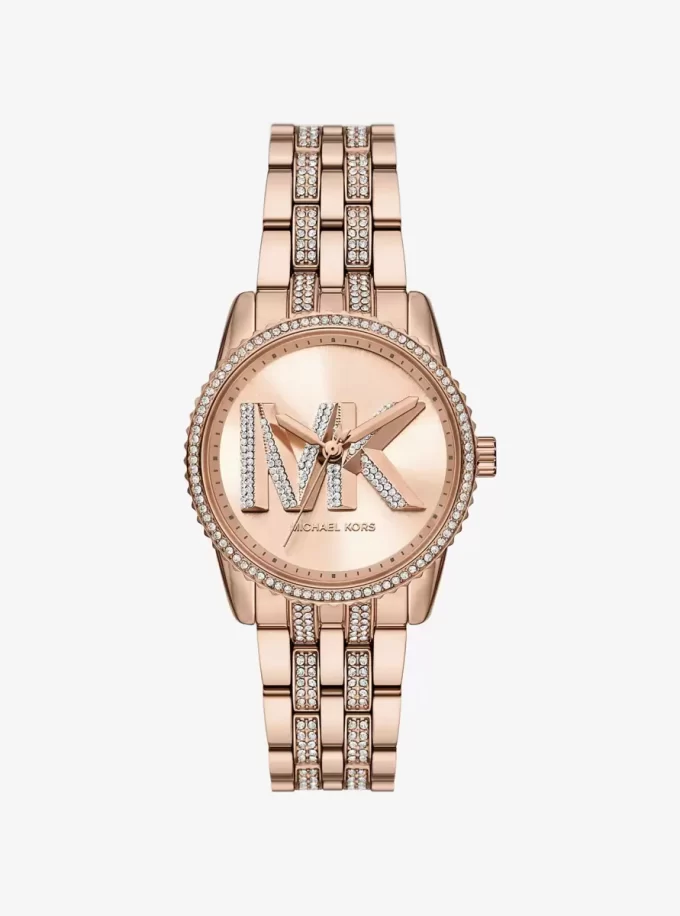 Reloj Mini Bryant con logotipo pavé en tono oro rosa