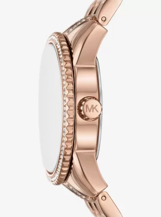 Reloj Mini Bryant con logotipo pavé en tono oro rosa