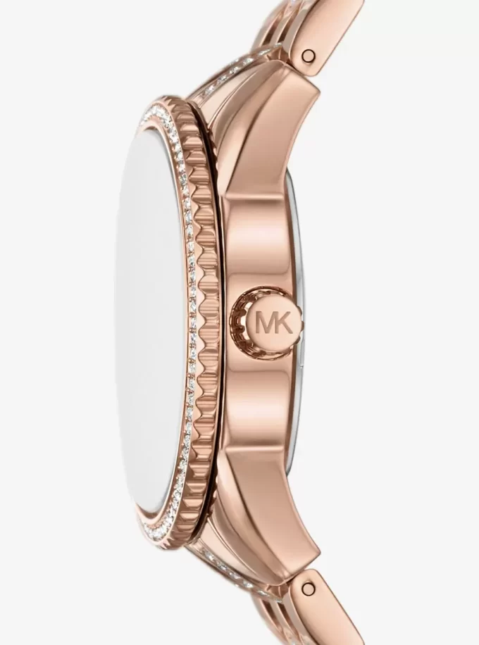 Reloj Mini Bryant con logotipo pavé en tono oro rosa