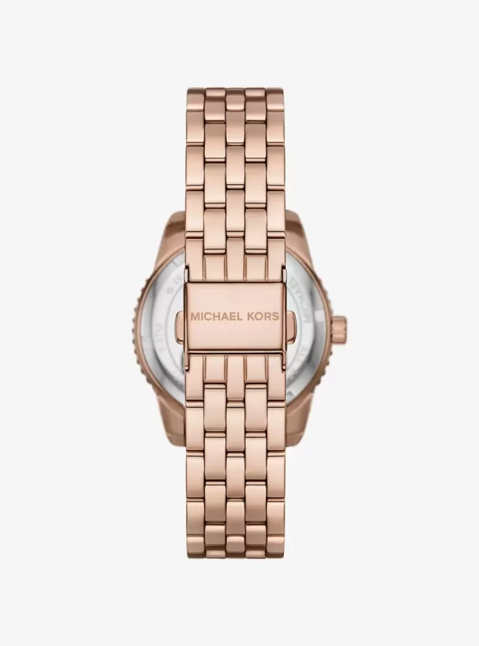 Reloj Mini Bryant con logotipo pavé en tono oro rosa