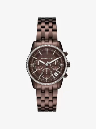 Reloj Mini Bryant Pavé en tono marrón