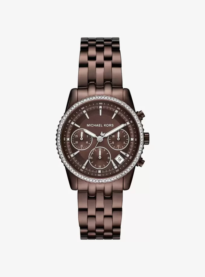 Reloj Mini Bryant Pavé en tono marrón