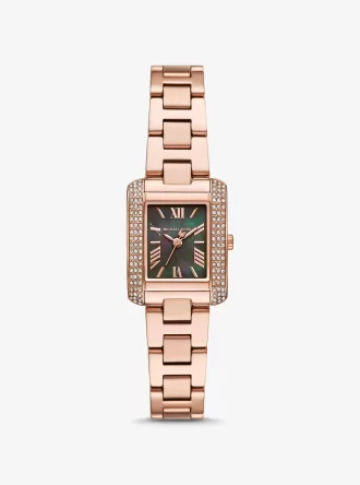 Reloj Mini Emery Pavé en tono oro rosa