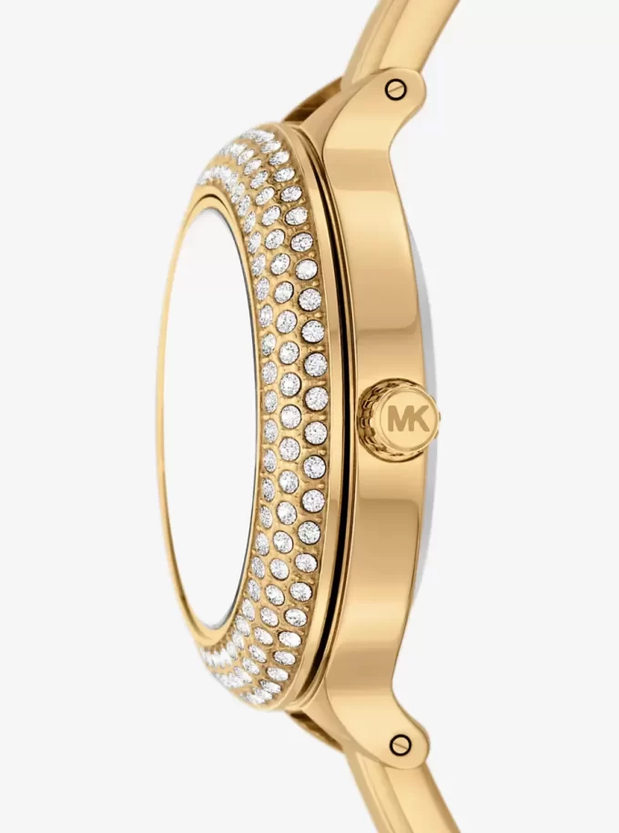 Reloj Mini Izzy Pavé en tono dorado y juego de biseles intercambiables Reloj Mini Izzy Pavé en tono dorado y juego de biseles intercambiables