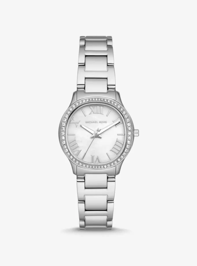 Reloj mini plateado con pavé salvia