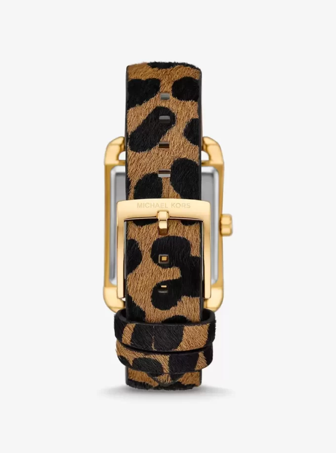 Reloj Monroe de piel de becerro con estampado de leopardo y tono dorado Reloj Monroe de piel de becerro con estampado de leopardo y tono dorado