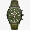 Reloj panorámico de gran tamaño en piel con relieve de cocodrilo y tono oliva